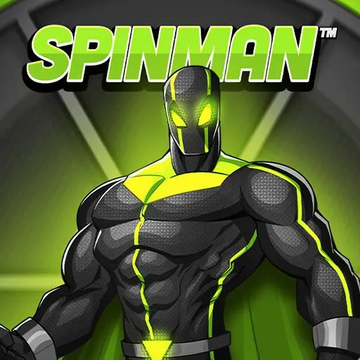 Spinman superhero character in noir comic style with mask and cape
