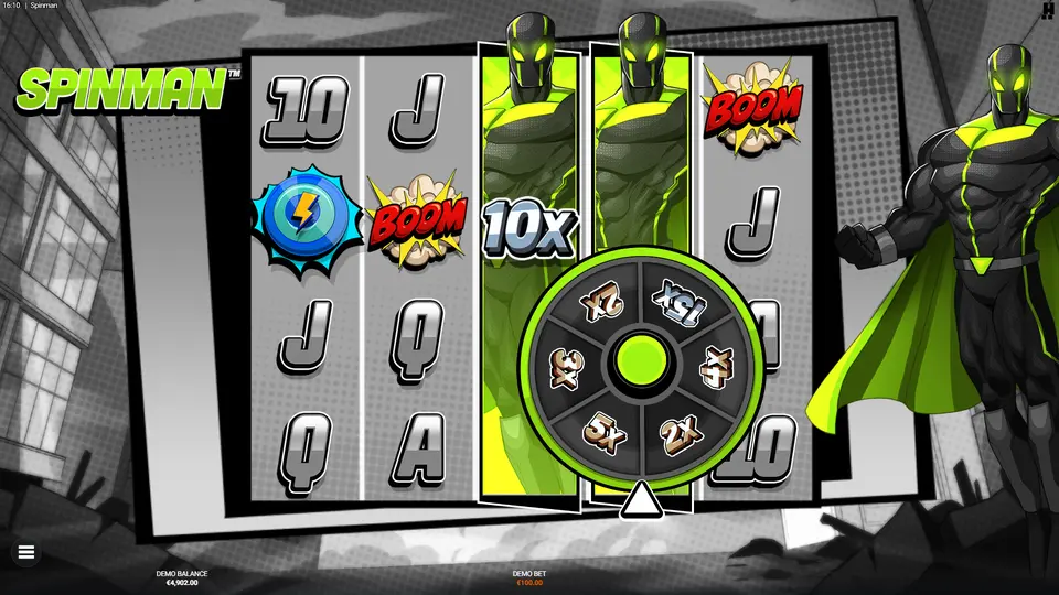Spinman slot machine Justice Reel expanding with wild symbols transforming full reel