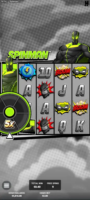 Spinman online big win celebration screen showing multiplier total and payout