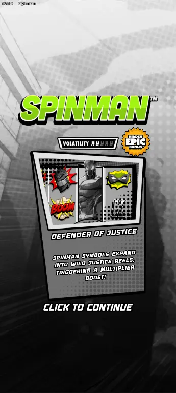 Hacksaw Spinman Spinfinity mode guaranteeing minimum one wild per spin